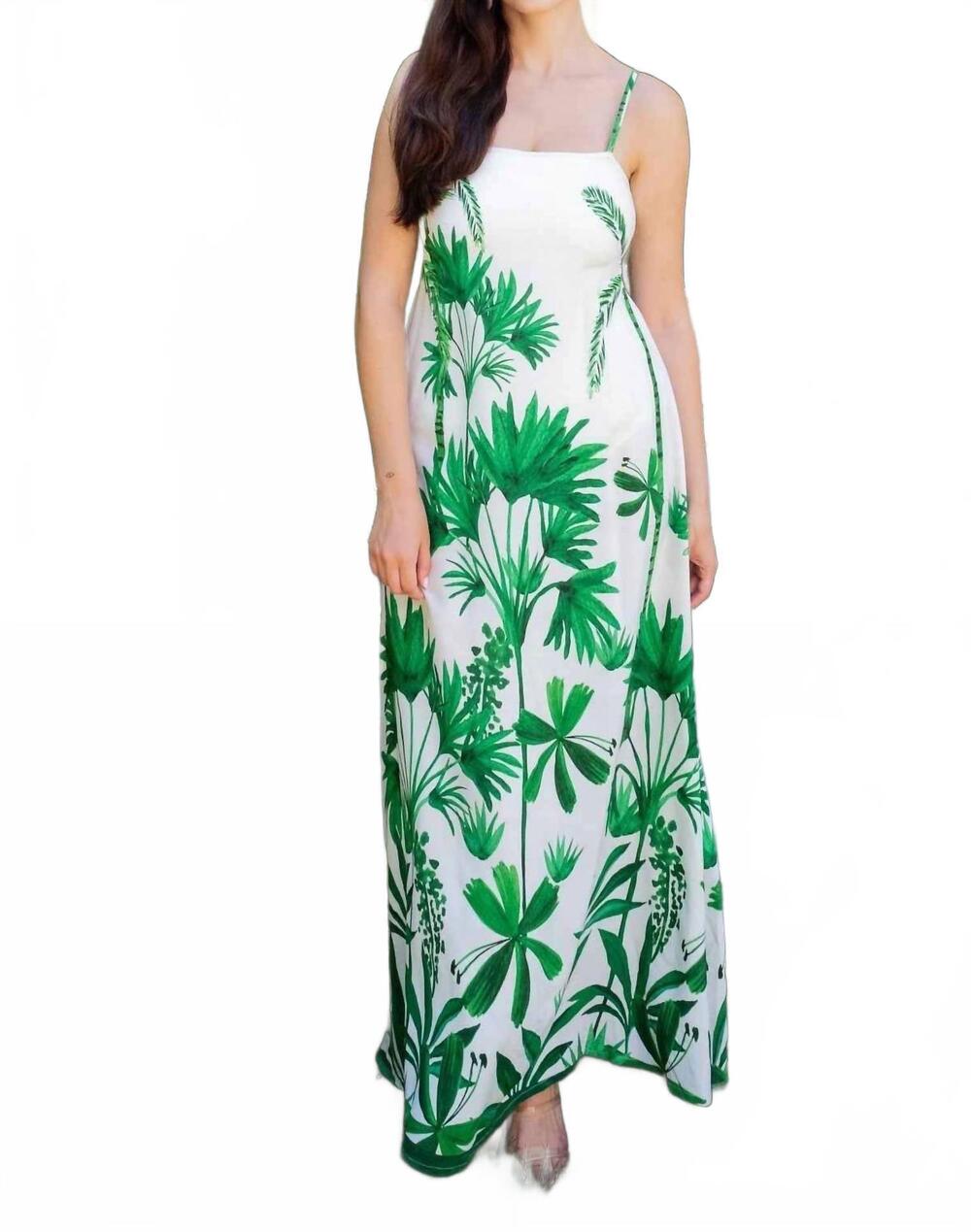 NEW WALKER & WADE giselle midi dress in green bali jungle